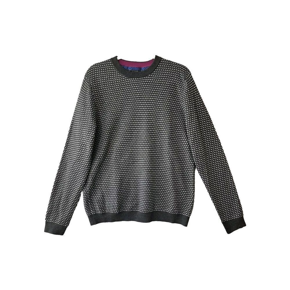 Ted Baker London Men's Gray Long Sleeve Wool Blend Crewneck Sweater 4 Large